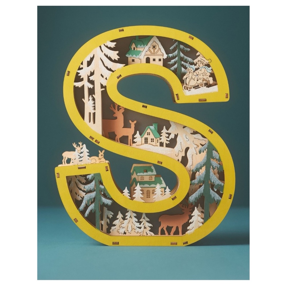 Anthropologie Illuminated Wonderland Scene Monogram Letter S NWT - Picture 3 of 13